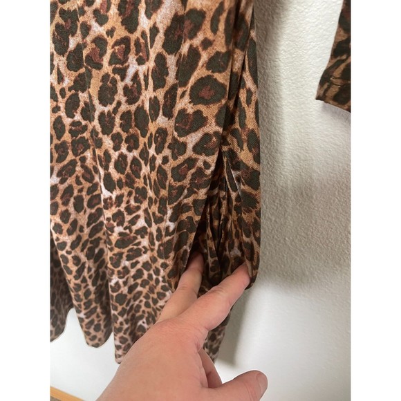 Urban Outfitter Medium Mercer Plunge Mini Dress Leopard Print Brown Deep V-Neck - Picture 13 of 14